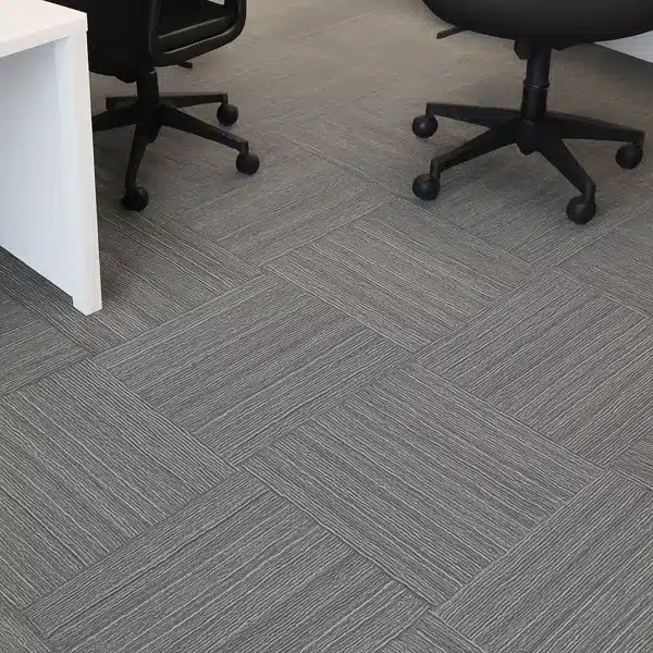 Grey textured office carpet tiles